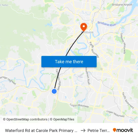 Waterford Rd at Carole Park Primary School to Petrie Terrace map