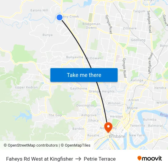 Faheys Rd West at Kingfisher to Petrie Terrace map