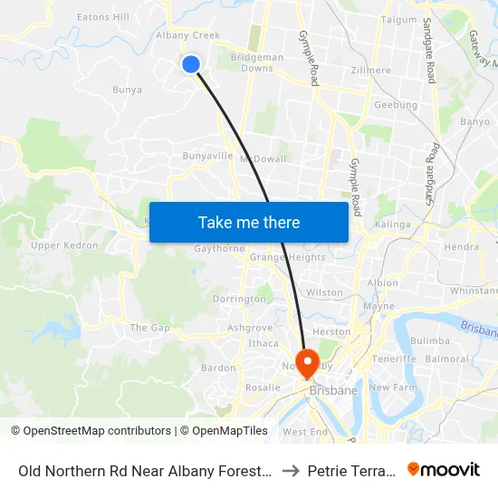 Old Northern Rd Near Albany Forest Dr to Petrie Terrace map