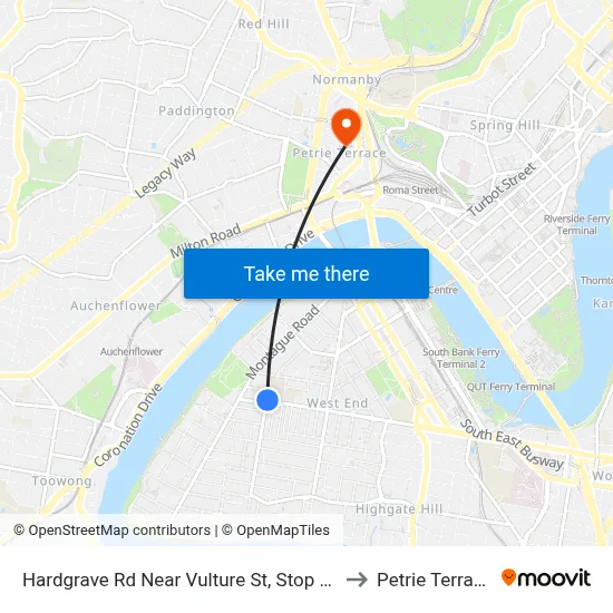 Hardgrave Rd Near Vulture St, Stop 9c to Petrie Terrace map