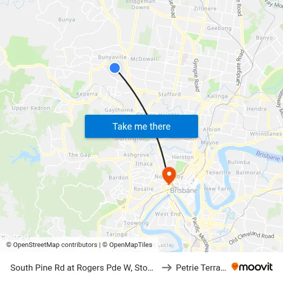 South Pine Rd at Rogers Pde W, Stop 44 to Petrie Terrace map