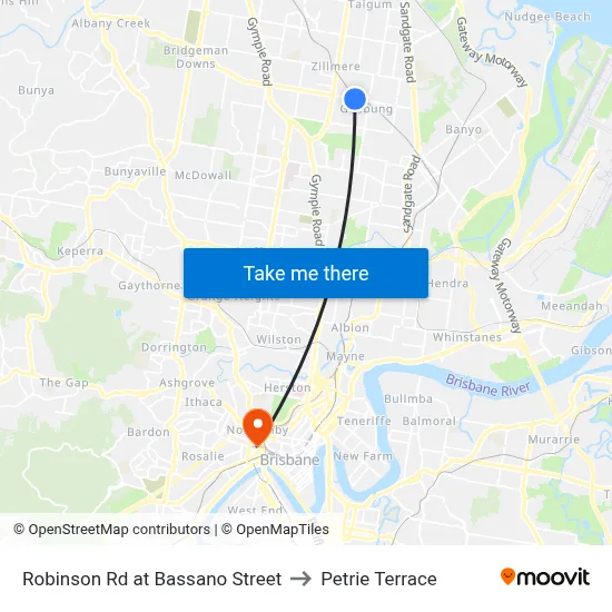 Robinson Rd at Bassano Street to Petrie Terrace map