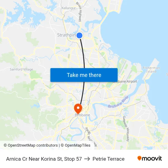 Arnica Cr Near Korina St, Stop 57 to Petrie Terrace map