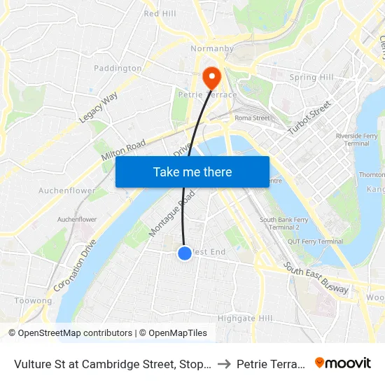 Vulture St at Cambridge Street, Stop 8 to Petrie Terrace map