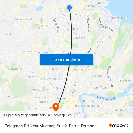 Telegraph Rd Near Mustang St to Petrie Terrace map