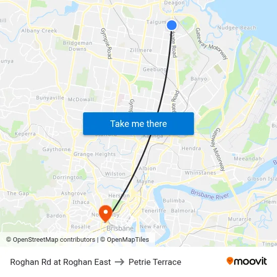 Roghan Rd at Roghan East to Petrie Terrace map