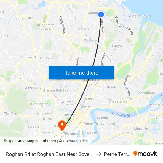 Roghan Rd at Roghan East Near Sovereign Pl to Petrie Terrace map