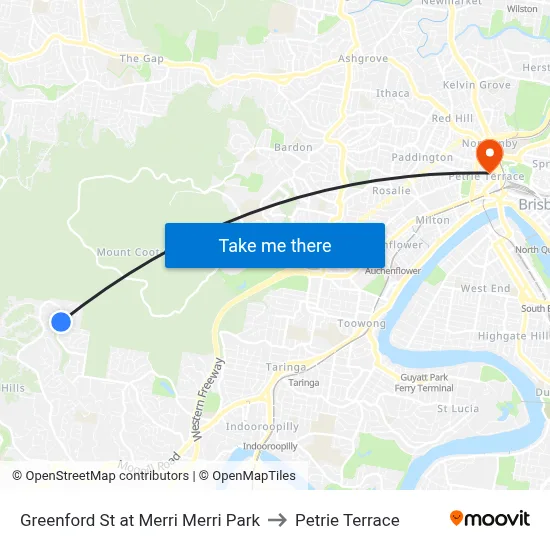 Greenford St at Merri Merri Park to Petrie Terrace map