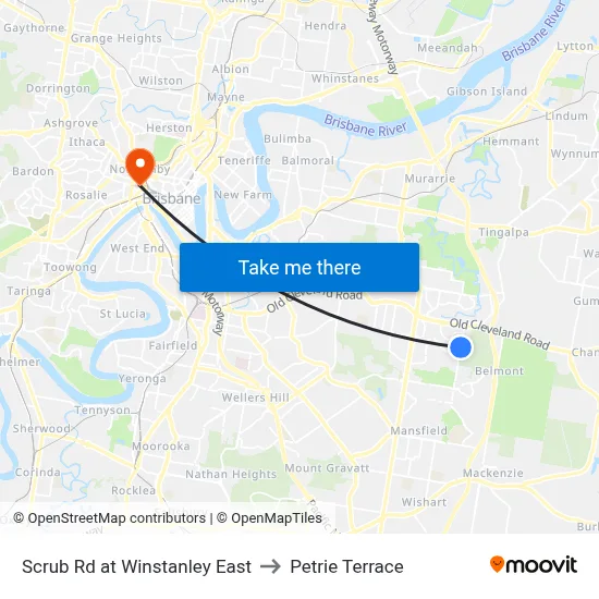 Scrub Rd at Winstanley East to Petrie Terrace map