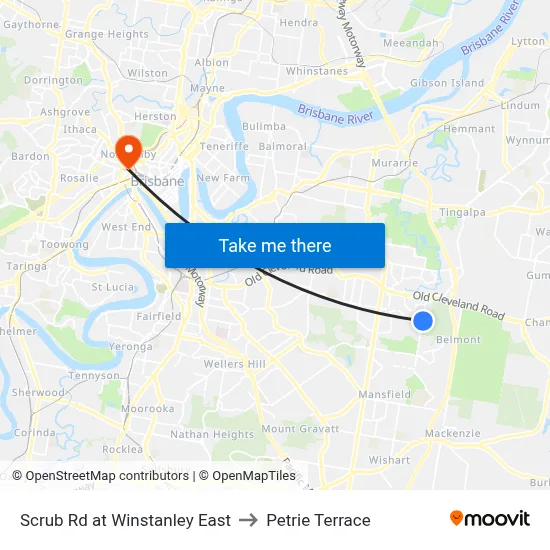 Scrub Rd at Winstanley East to Petrie Terrace map