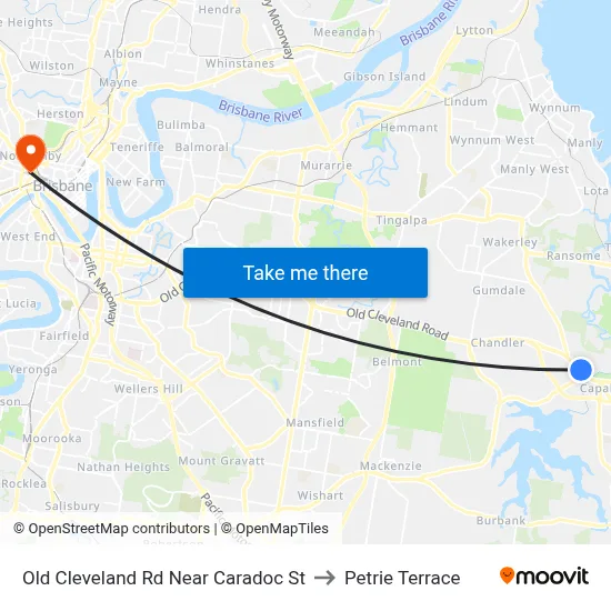 Old Cleveland Rd Near Caradoc St to Petrie Terrace map