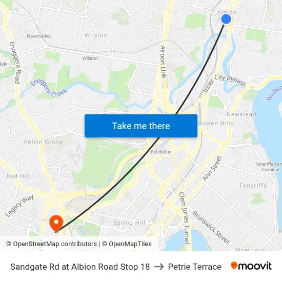 Sandgate Rd at Albion Road Stop 18 to Petrie Terrace map