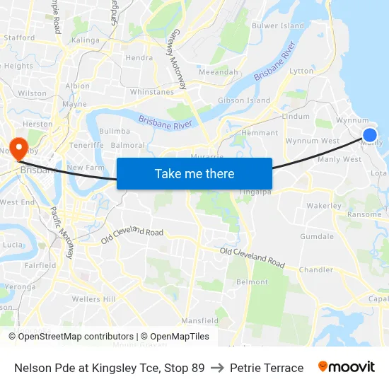 Nelson Pde at Kingsley Tce, Stop 89 to Petrie Terrace map