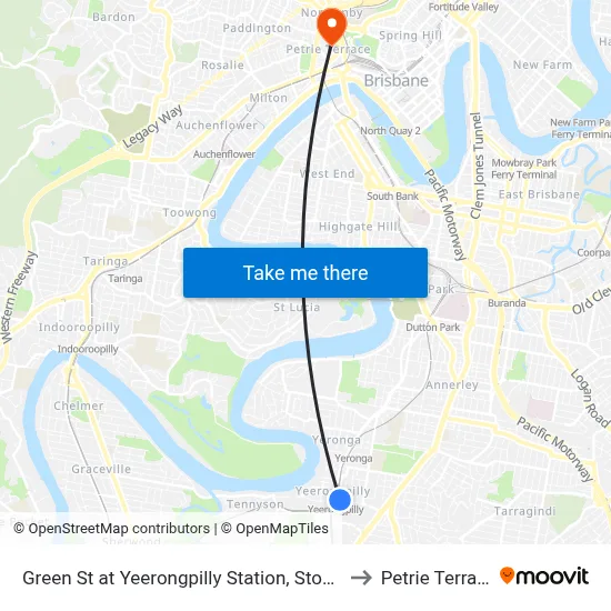 Green St at Yeerongpilly Station, Stop 30 to Petrie Terrace map