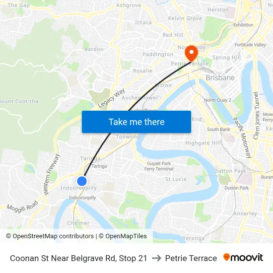 Coonan St Near Belgrave Rd, Stop 21 to Petrie Terrace map