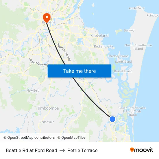 Beattie Rd at Ford Road to Petrie Terrace map