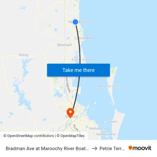 Bradman Ave at Maroochy River Boat Ramp to Petrie Terrace map