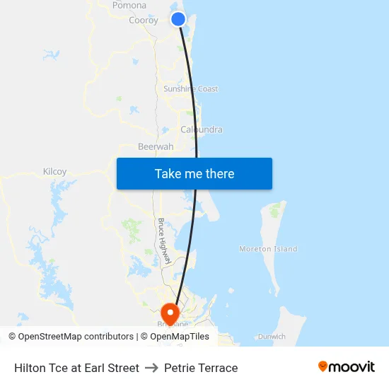 Hilton Tce at Earl Street to Petrie Terrace map