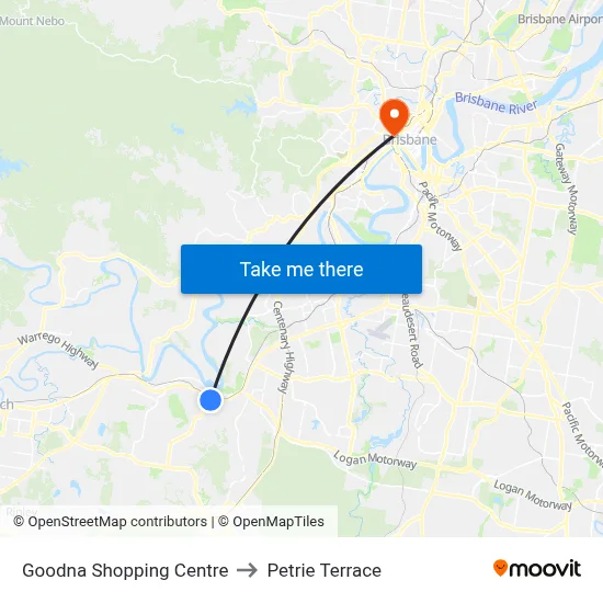 Goodna Shopping Centre to Petrie Terrace map