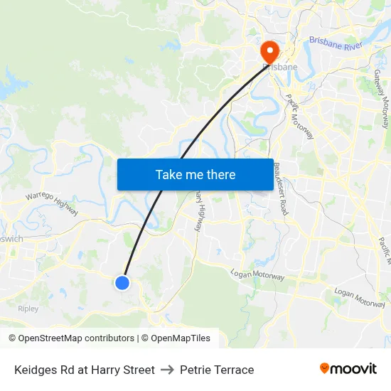 Keidges Rd at Harry Street to Petrie Terrace map