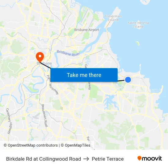 Birkdale Rd at Collingwood Road to Petrie Terrace map