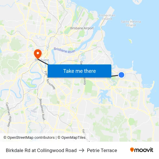 Birkdale Rd at Collingwood Road to Petrie Terrace map