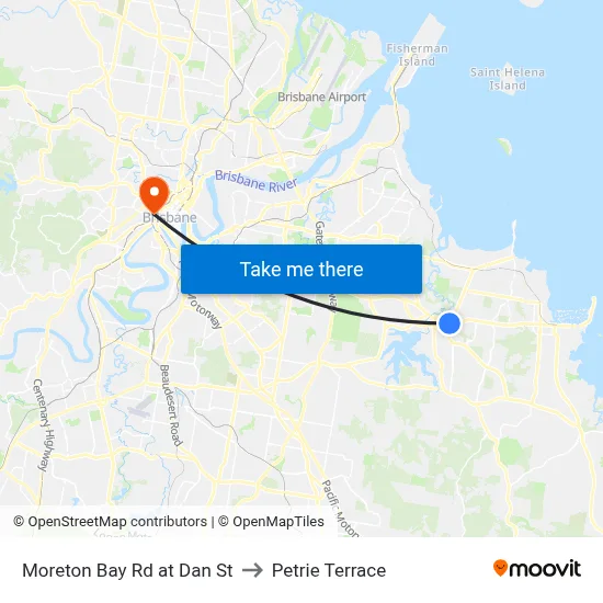 Moreton Bay Rd at Dan St to Petrie Terrace map