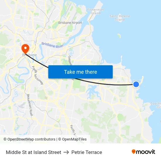 Middle St at Island Street to Petrie Terrace map
