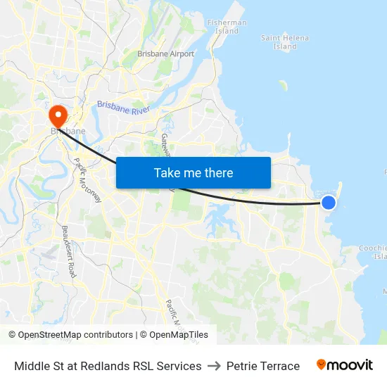 Middle St at Redlands RSL Services to Petrie Terrace map