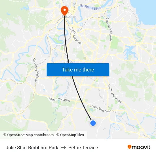 Julie St at Brabham Park to Petrie Terrace map