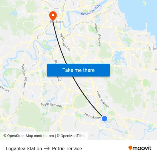 Loganlea Station to Petrie Terrace map