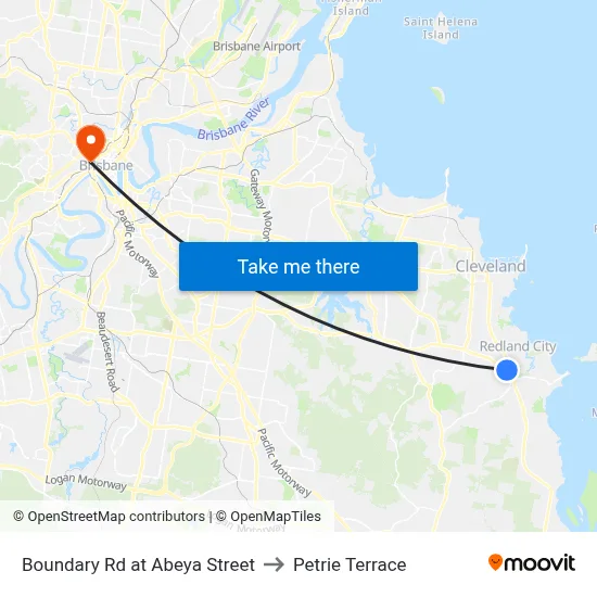 Boundary Rd at Abeya Street to Petrie Terrace map