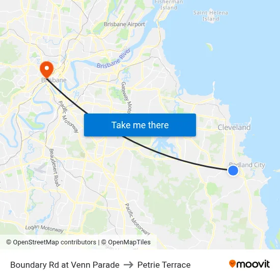 Boundary Rd at Venn Parade to Petrie Terrace map