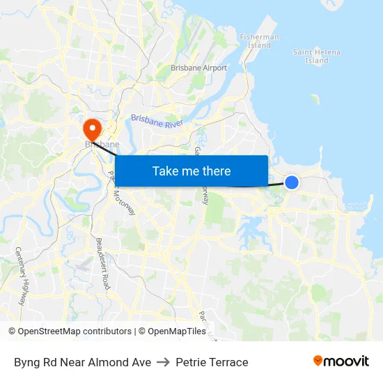 Byng Rd Near Almond Ave to Petrie Terrace map