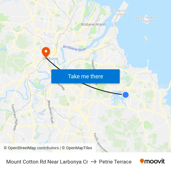 Mount Cotton Rd Near Larbonya Cr to Petrie Terrace map