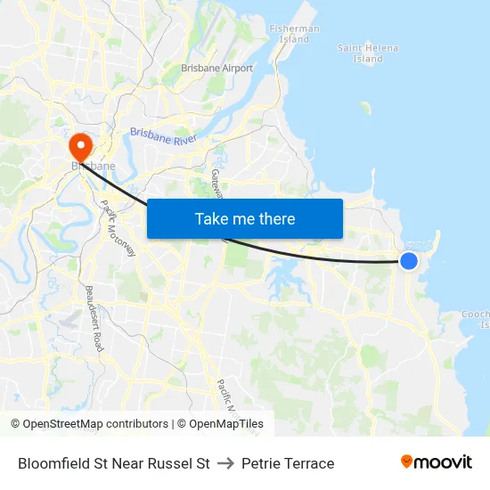 Bloomfield St Near Russel St to Petrie Terrace map