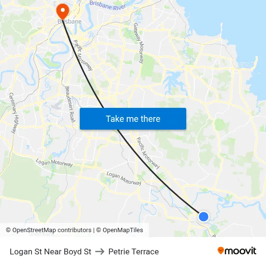 Logan St Near Boyd St to Petrie Terrace map