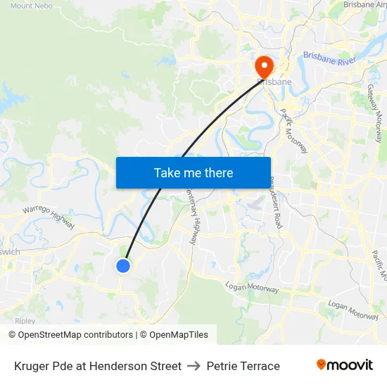 Kruger Pde at Henderson Street to Petrie Terrace map