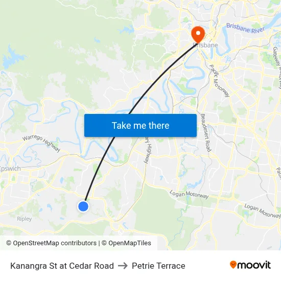 Kanangra St at Cedar Road to Petrie Terrace map
