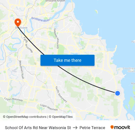 School Of Arts Rd Near Watsonia St to Petrie Terrace map