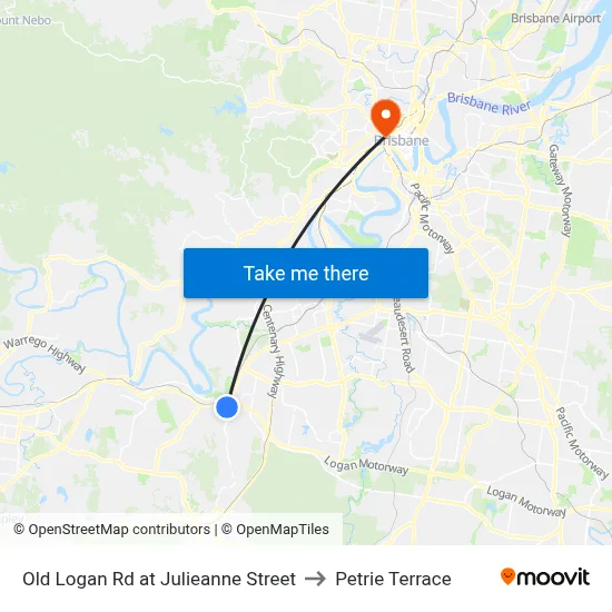 Old Logan Rd at Julieanne Street to Petrie Terrace map