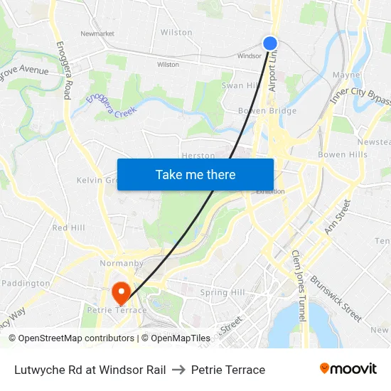Lutwyche Rd at Windsor Rail to Petrie Terrace map