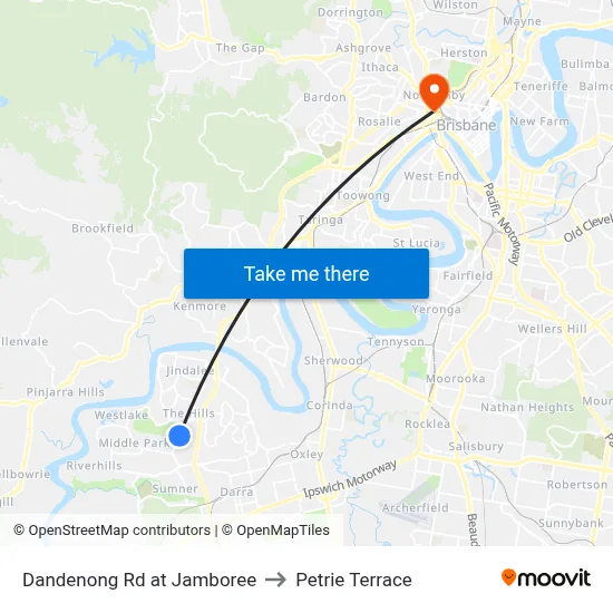 Dandenong Rd at Jamboree to Petrie Terrace map