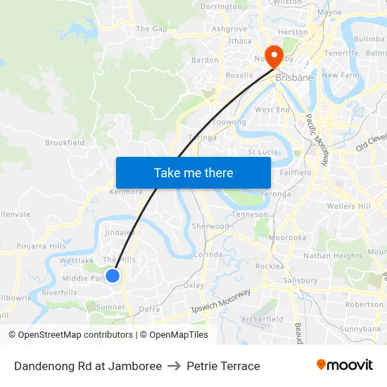 Dandenong Rd at Jamboree to Petrie Terrace map