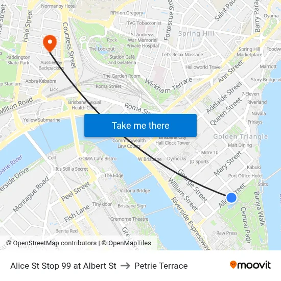 Alice St Stop 99 at Albert St to Petrie Terrace map