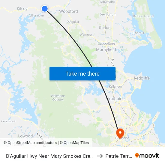 D'Aguilar Hwy Near Mary Smokes Creek Road to Petrie Terrace map