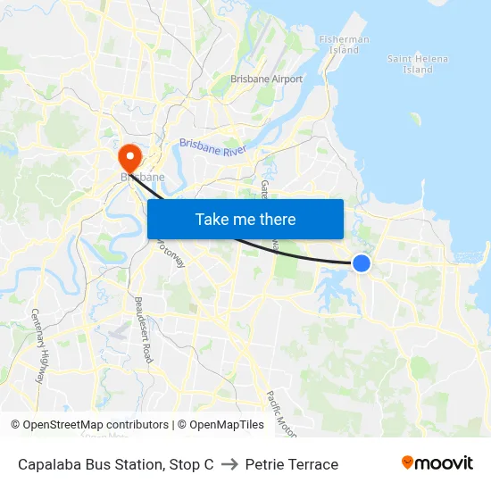 Capalaba Bus Station, Stop C to Petrie Terrace map