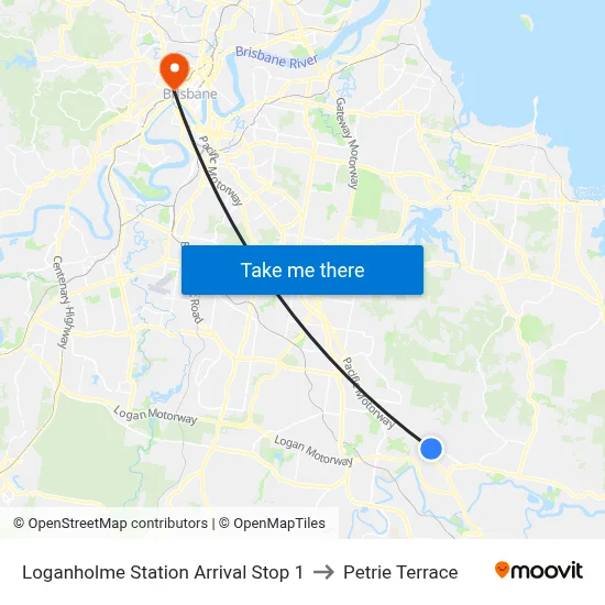 Loganholme Station Arrival Stop 1 to Petrie Terrace map