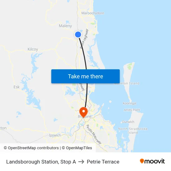 Landsborough Station, Stop A to Petrie Terrace map