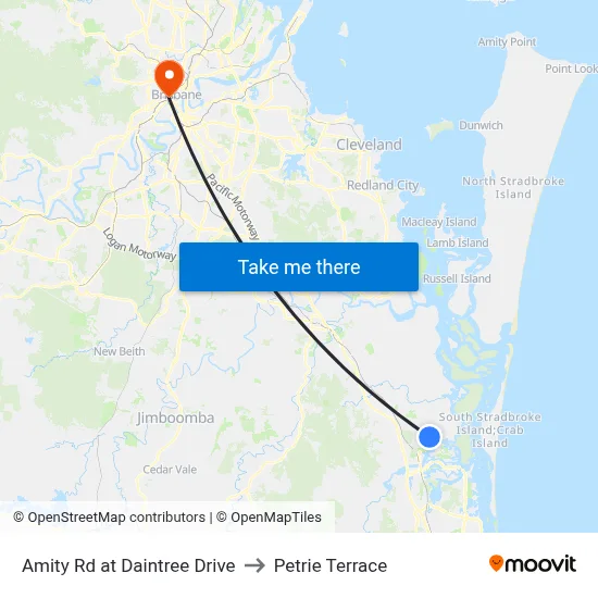 Amity Rd at Daintree Drive to Petrie Terrace map